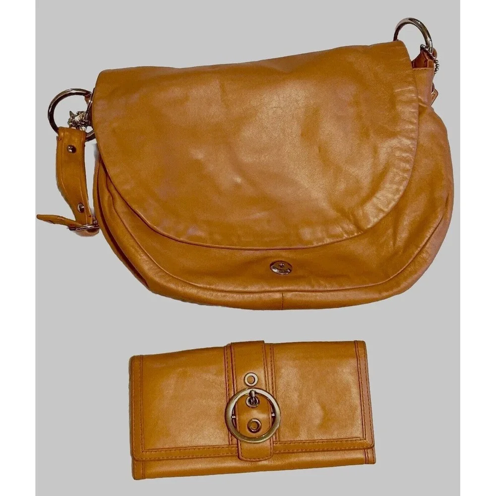 COACH - Genuine Leather - Hobo - Shoulder Bag #13652 - Tangerine - PLUS WALLET